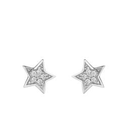 Boucles d'Oreilles Puces Etoile en Or Blanc 750 & Oxydes de Zirconium - Bambins