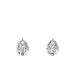 Boucles d'Oreilles Puces Gouttes Diamantées en Or Blanc 750 - Juweel