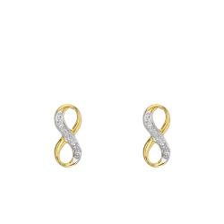 Boucles d'Oreilles Puces Infini en Or Bicolore 750 - Emanessence