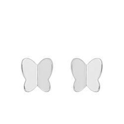 Boucles d'Oreilles Puces Papillon en Or Blanc - Bambins