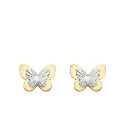 Boucles d'Oreilles Puces Papillon Striées en 2 Ors 375 - Ocarat