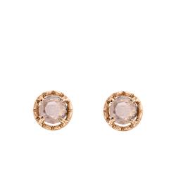 Boucles d'Oreilles Puces Rondes en Or Rose 375 ou 750 & Morganite - Aurora