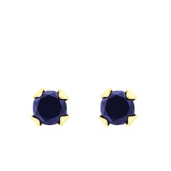 Boucles d'Oreilles Puces Saphir en Or Jaune 750 - Emanessence