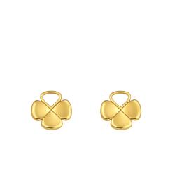 Boucles d'Oreilles Puces Trèfle en Or Jaune 375 - Ocarat