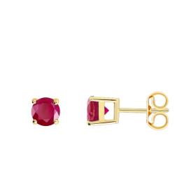 Boucles d'Oreilles Rubis en Or Jaune 750 - Demetra
