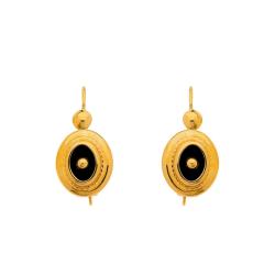Boucles d'Oreilles Sablaises Ovale & Onyx - Rosatella