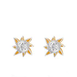 Boucles d'Oreilles Soleil en Or Bicolore 750 - Bambins