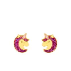 PROMO Boucles d'Oreilles Tête de Licorne en Or Jaune 750 - Bambins OCARAT.COM BIJOUTERIE N°1