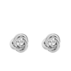 Boucles d'Oreilles Tourbillon en Or Blanc 375 & Oxydes de Zirconium - Emanessence