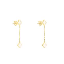 Boucles d'Oreilles Trèfle en Or Jaune 375 & Nacres - Emanessence