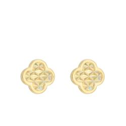 Boucles d'Oreilles Trèfle Scintillant en Or Jaune 375 - Emanessence