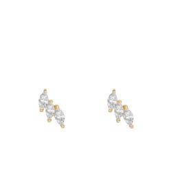 Boucles d'Oreilles Triple en Or Jaune 375 & Oxydes de Zirconium - Emanessence