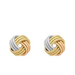 Boucles d'Oreilles Triple Noeud en 3 Ors 375, Diamètre 9 mm - Emanessence