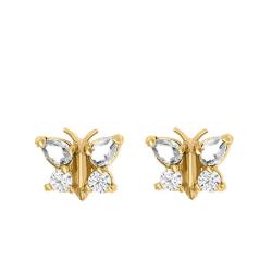Boucles Papillon en Or Jaune & Oxydes - Bambins