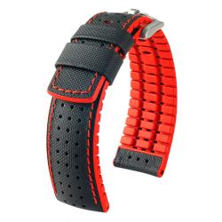 Bracelet de montre Robby noir - rouge / silver 091 20 94 0 50 - Hirsch