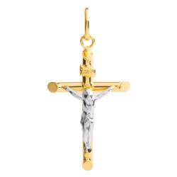 Christ Croix Moderne en 2 Ors 750, Dimension 18 x 30 mm - Emanessence