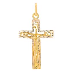 Christ Croix Solaire Ajourée en Or Jaune 750 - Lucas Lucor