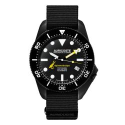 Coffret Montre Spirotechnique 300M Black DLC Cadran Index Bracelet Nato et Tropic A9201 - Auricoste