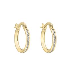 Créoles en Or Jaune 375 & Oxydes de Zirconium, Diamètre 13 mm - Emanessence