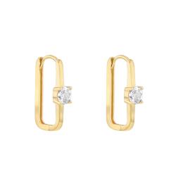 PROMO Créoles Rectangulaires en Or Jaune 375 & Oxydes de Zirconium - Emanessence OCARAT.COM BIJOUTERIE N°1