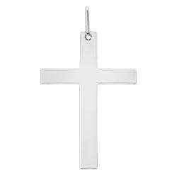 Croix à Fil Carré en Or Blanc 750, Dimension 20 x 30 mm - Lucas Lucor