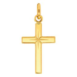 Croix à l'Etoile en Or Jaune 750, Dimension 16 x 30 mm - Emanessence