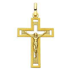 Croix Ajourée Christ en Or Jaune 750, Dimension 28 x 17 mm - Lumiosa