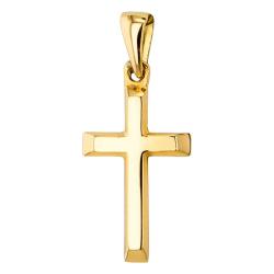 PROMO Croix Biseautée Creuse Bombée en Or Jaune 750 - Vandona OCARAT.COM BIJOUTERIE N°1