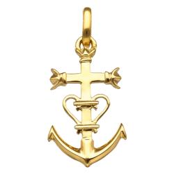 Croix Camarguaise en Or Jaune 750, Dimension 15 x 25 mm - Emanessence