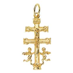 Croix Caravaca en Or Jaune 750, Largeur 24 mm - Lumiosa