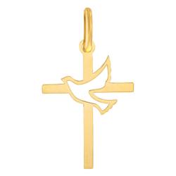 Croix Colombe Ajourée 30 mm en Or jaune - Lucas Lucor