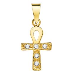 Croix de vie Egyptienne en Or Jaune 750 & Zircons - Lumiosa
