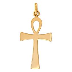 Croix de Vie Polie en Or Jaune 750, Dimension 17 x 32 mm - Emanessence