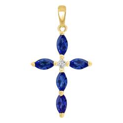 Croix Diamant 0,05 ct & Saphirs Ovales 0,55 ct en Or Jaune 375 ou 750 - Orphée