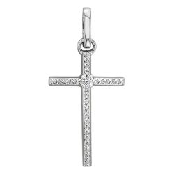 Croix Diamantée en Or Blanc 750 - Joelli