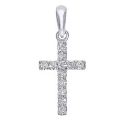 Croix en Or Blanc 375 & Diamants de Synthèse 0,10 ct - Lumiosa