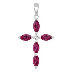 Croix en Or Blanc 375 ou 750 & Diamant et Rubis Ovales - Orphée