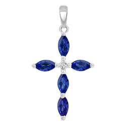Croix en Or Blanc 375 ou 750 & Diamant et Saphirs Ovales - Orphée