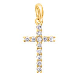 Croix en Or Jaune 375 & Diamants de Synthèse 0,12 ct - Lumiosa