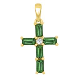 Croix en Or Jaune 375 ou 750 & Diamant et Emeraude - Orphée