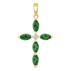 Croix en Or Jaune 750 & Diamant et Emeraude - Orphée