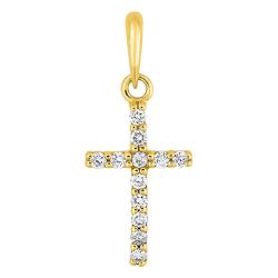 Croix en Or Jaune 750 & Diamants 0,11 ct - Emanessence