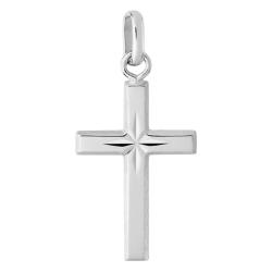 Croix Étoile Lapidée Or Blanc 375, Dimension 14 x 20 mm - Ocarat
