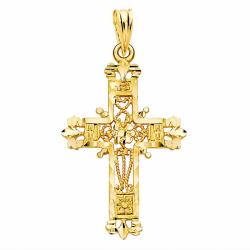 Croix Filigrane en Or Jaune 750, Dimension 19 x 29 mm - Lumiosa