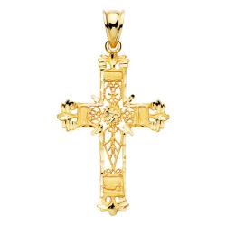 Croix Filigrane en Or Jaune 750, Largeur 37 mm - Lumiosa