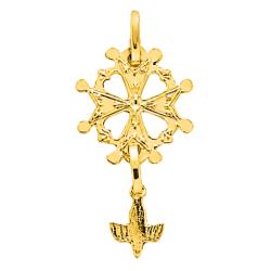 Croix Huguenote Ajourée en Or Jaune 750, Dimension 15 x 26 mm - Emanessence