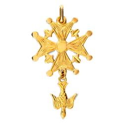 Croix Huguenote en Or Jaune 750, Dimension 22 x 38 mm - Lucas Lucor