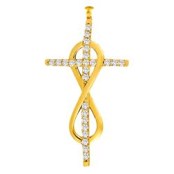 Croix Infini 25 Oxydes de Zirconium en Or Jaune 375, Dimension 15 x 31 mm - Ocarat
