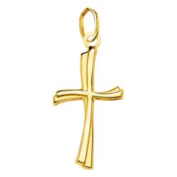 Croix Moderne Brillante en Or Jaune 750, Dimension 21 x 12 mm - Lumiosa