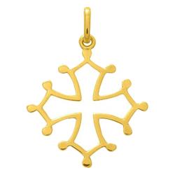 Croix Occitane Ajourée Fil Massif en Or Jaune 750, Dimension 19 x 22 mm - Emanessence